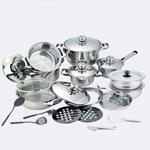 Stainless Steel Cookware Heavy Bottom Pots 27 Pieces Set